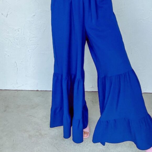 Bright Blue Wide Leg Jumpsuit - Picture 5 of 5